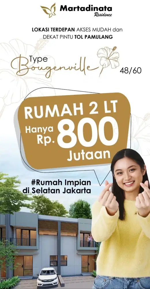 Lokasi Terdepan Dekat Toll Pamulang Free DP Free Biaya Surat2 dan KPR.