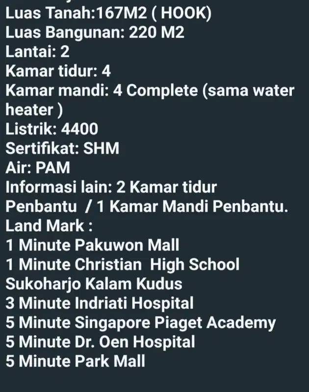 dijual rumah bagus lokasi dekat mall pakuwon solo baru