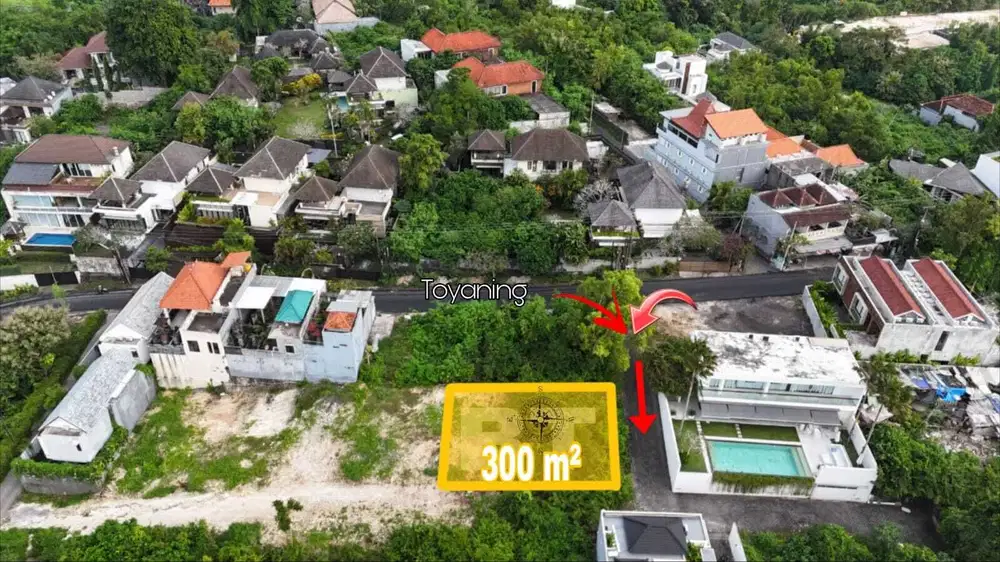 Tanah murah 300m2 kawasan villa toyaning Ungasan idr 7jt/m2
