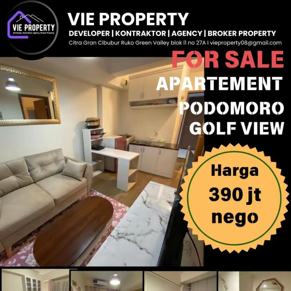 DIJUAL APARTEMENT PODOMORO GOLF VIEW FULL FURNISHED