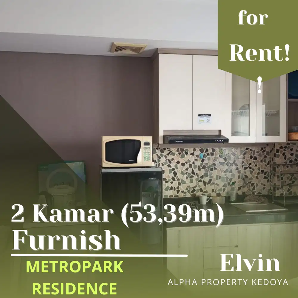 Apartemen Metropark Residence 2 Kamar Furnish, Lantai TInggi, Kedoya