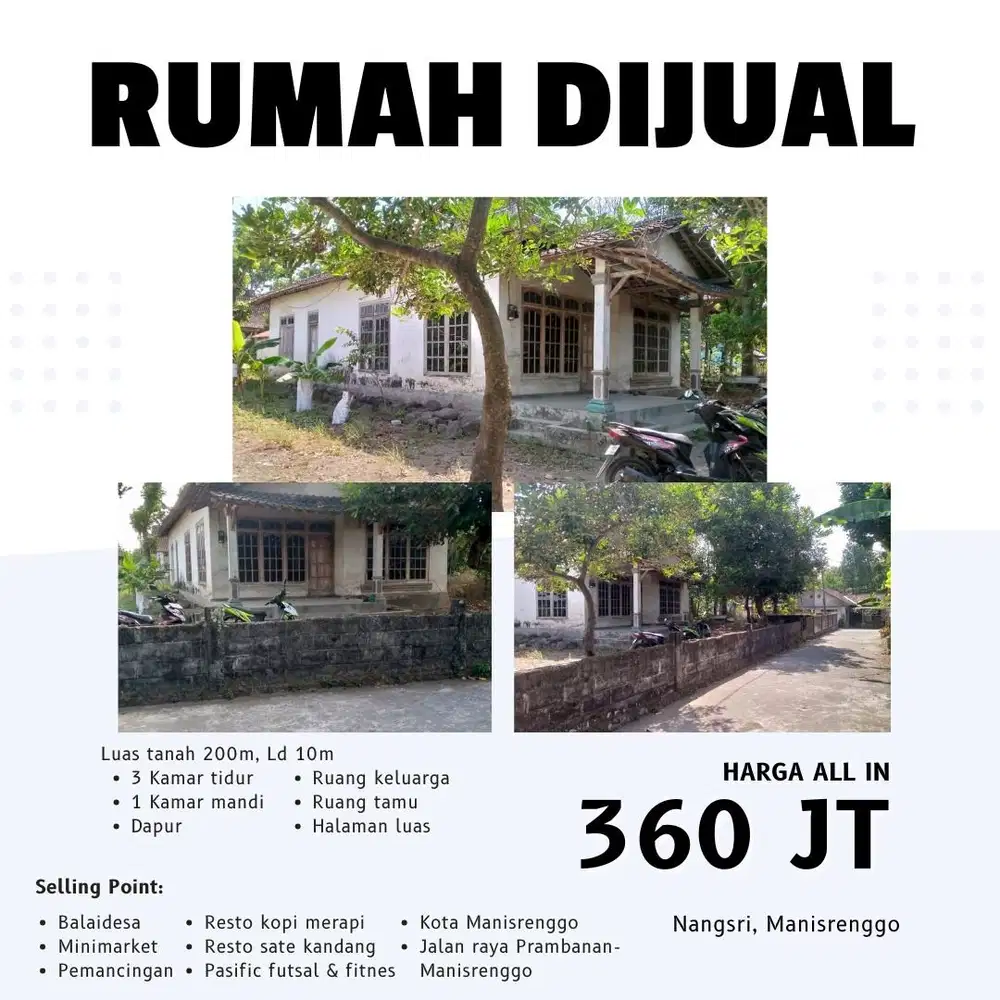 RUMAH SECOND DIJUAL SIAP HUNI DEKAT MANISRENGGO KOTA