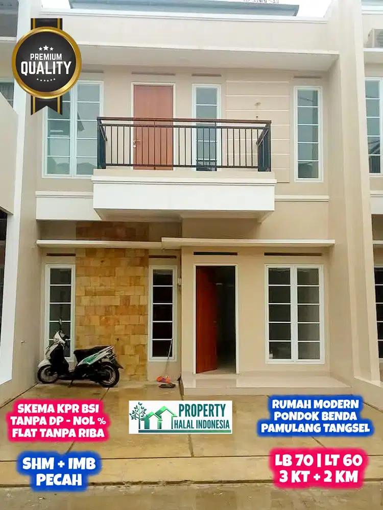 Rumah Modern Pondok Benda Pamulang Tangsel KPR BSI Tanpa DP Tanpa Riba