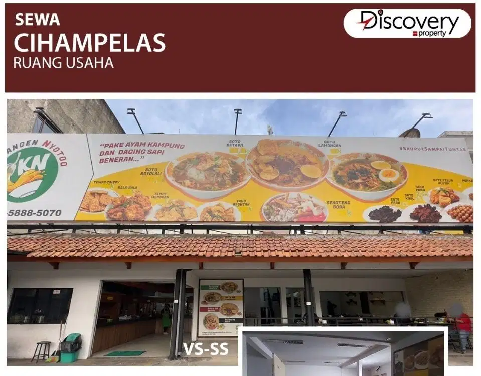Di Sewakan Ruang Usaha Ex resto Mainroad Jalan Cihampelas kota Bandung