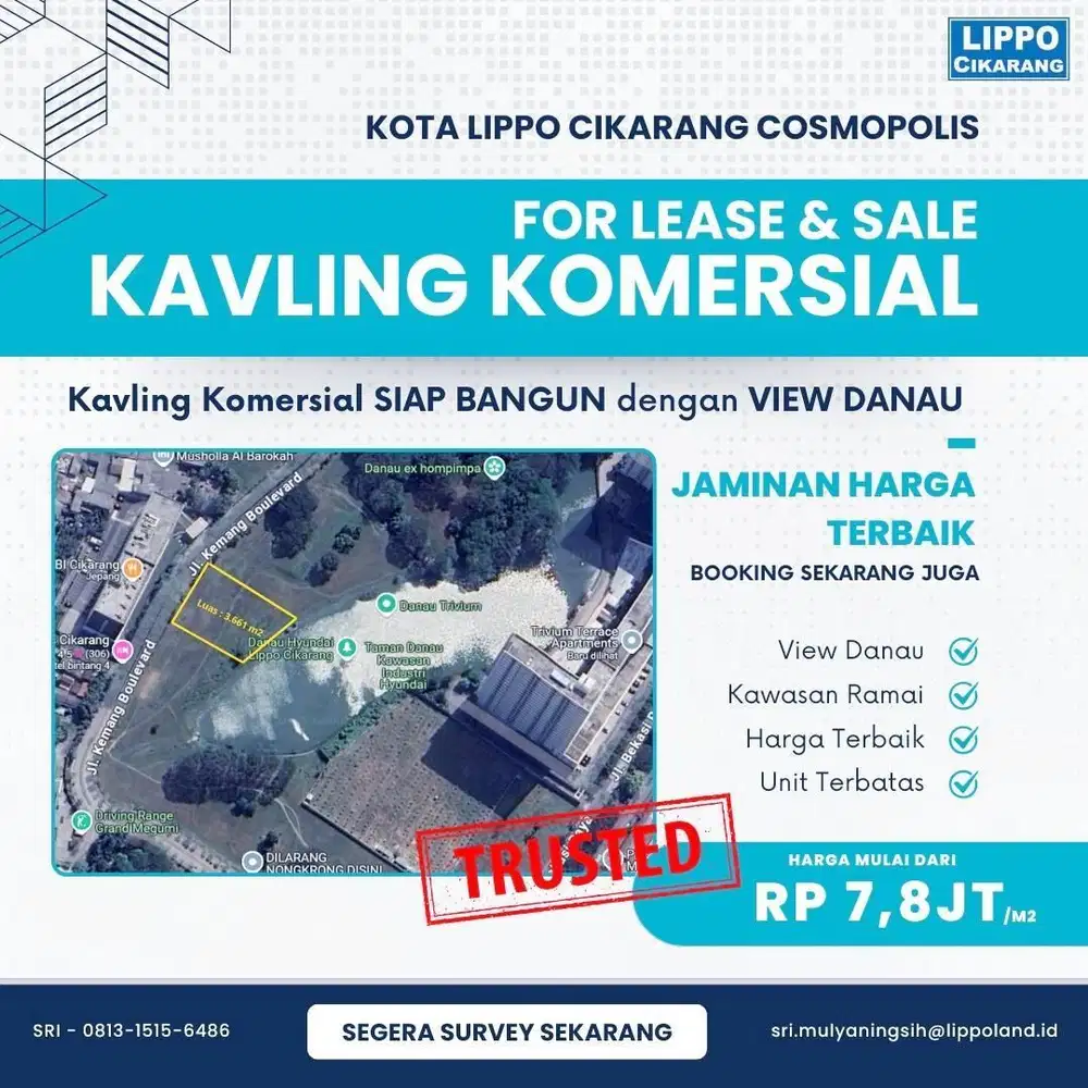 DIJUAL CEPAT TANAH KOMERSIAL DI PUSAT KOTA DENGAN VIEW DANAU