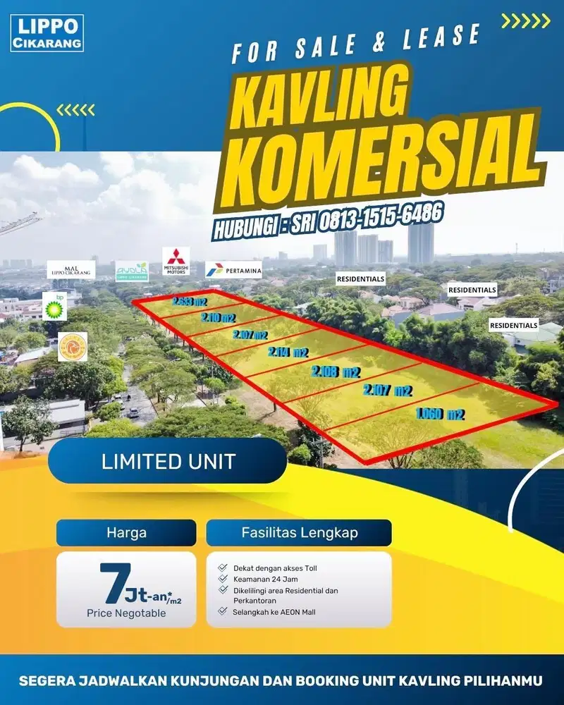 Dijual Cepat Tanah Komersial Dekat Mall Lippo Cikarang