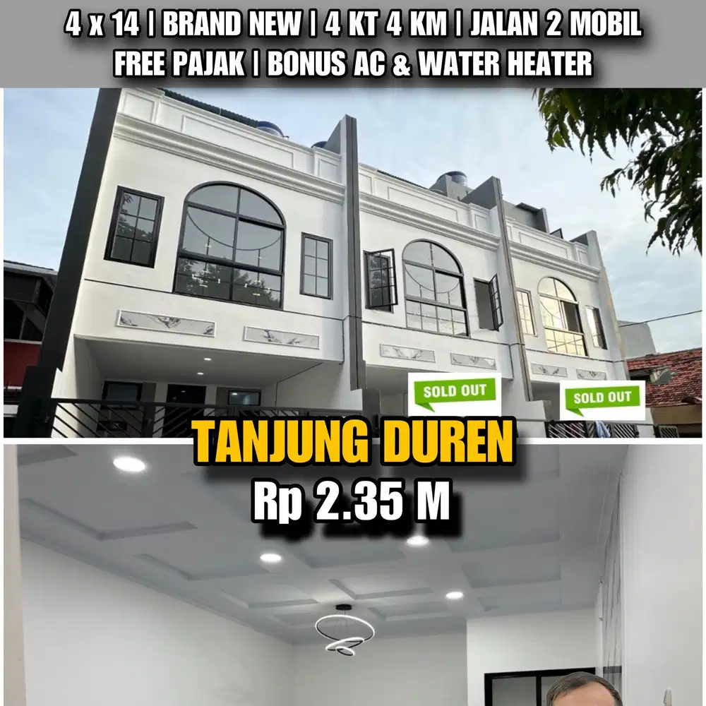 V001 JUAL RUMAH BARU 4x14 TANJUNG DUREN DEKAT MALL CENTRAL PARK