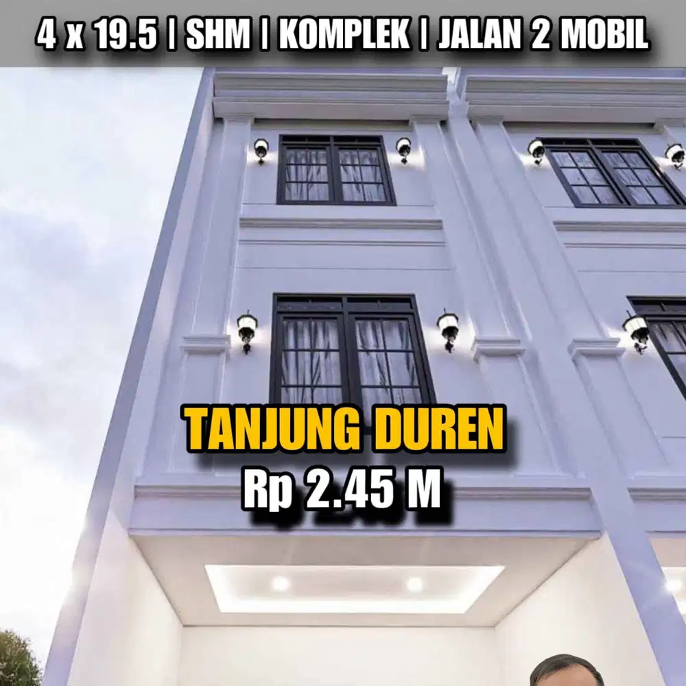 V003 DEKAT MALL TAMAN ANGGREK JUAL RUMAH BARU 4x19.5 TANJUNG DUREN