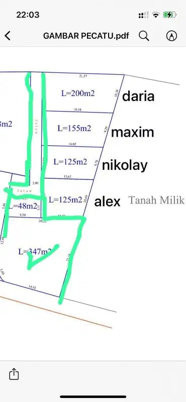 Lease hold land at pecatu 3,47 Ara idr 23 mill/Ara/years
