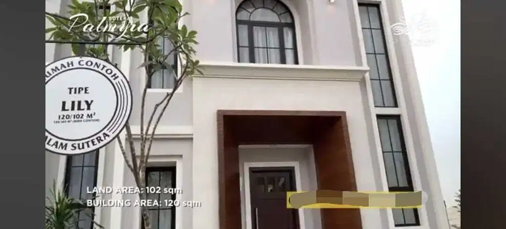 Di Jual Rumah Alam sutera Cluster Palmyra Tangerang