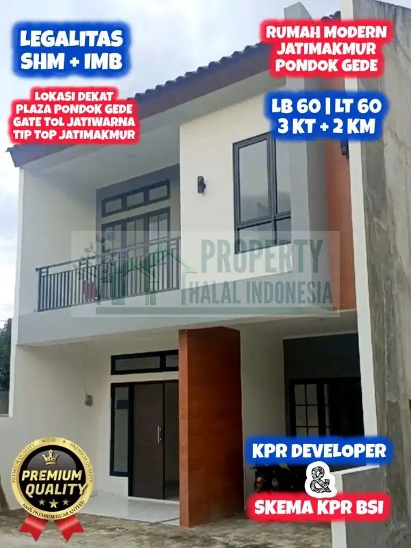 Jual Rumah Modern Jatimakmur Dekat Plaza Pondok Gede KPR Tanpa Riba