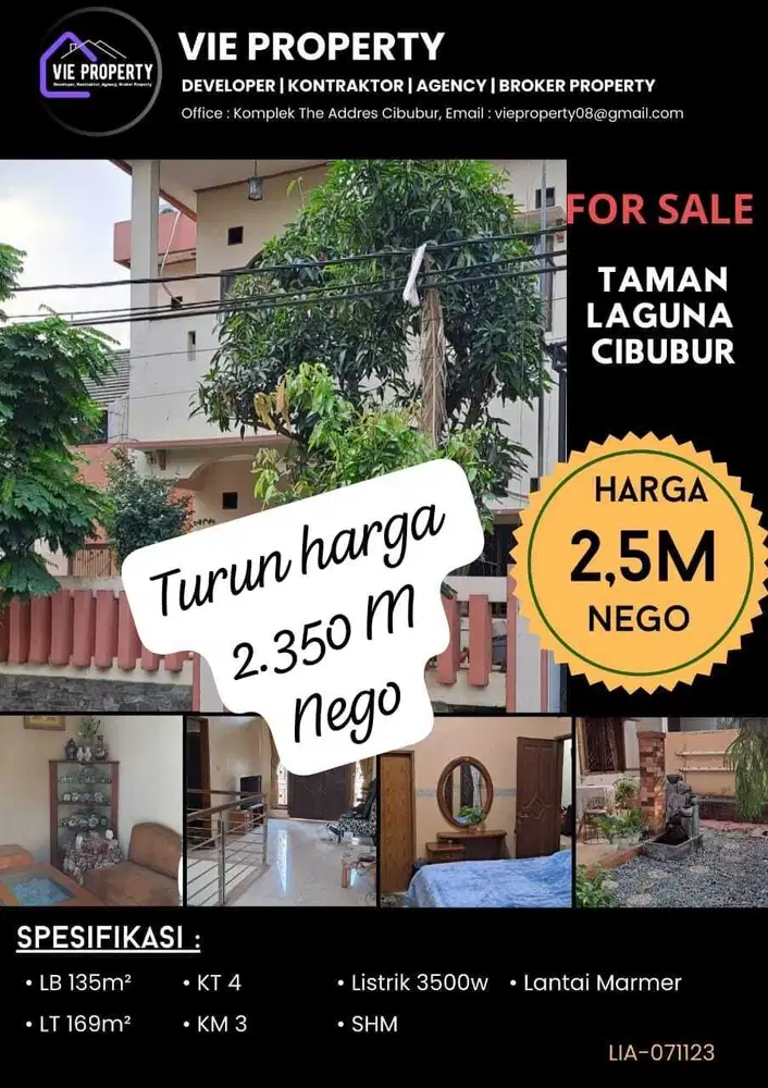 Rumah cantik semi furnished di Taman Laguna Cibubur