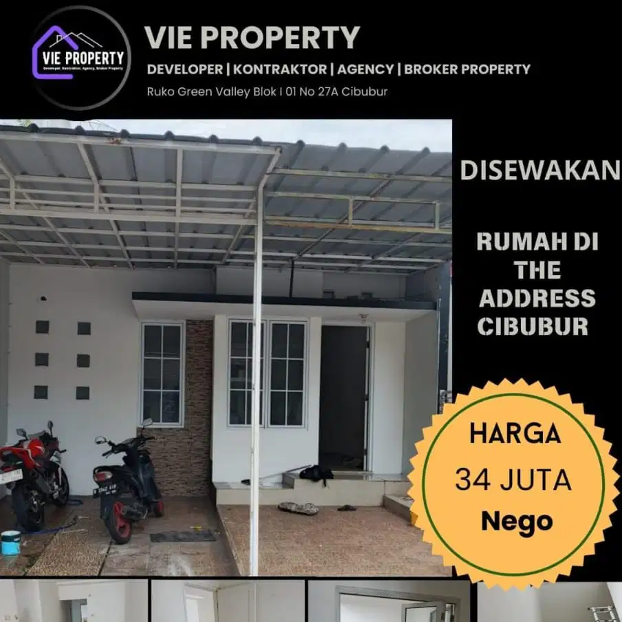 DISEWAKAN RUMAH DI THE ADDRESS CIBUBUR SIAP HUNI