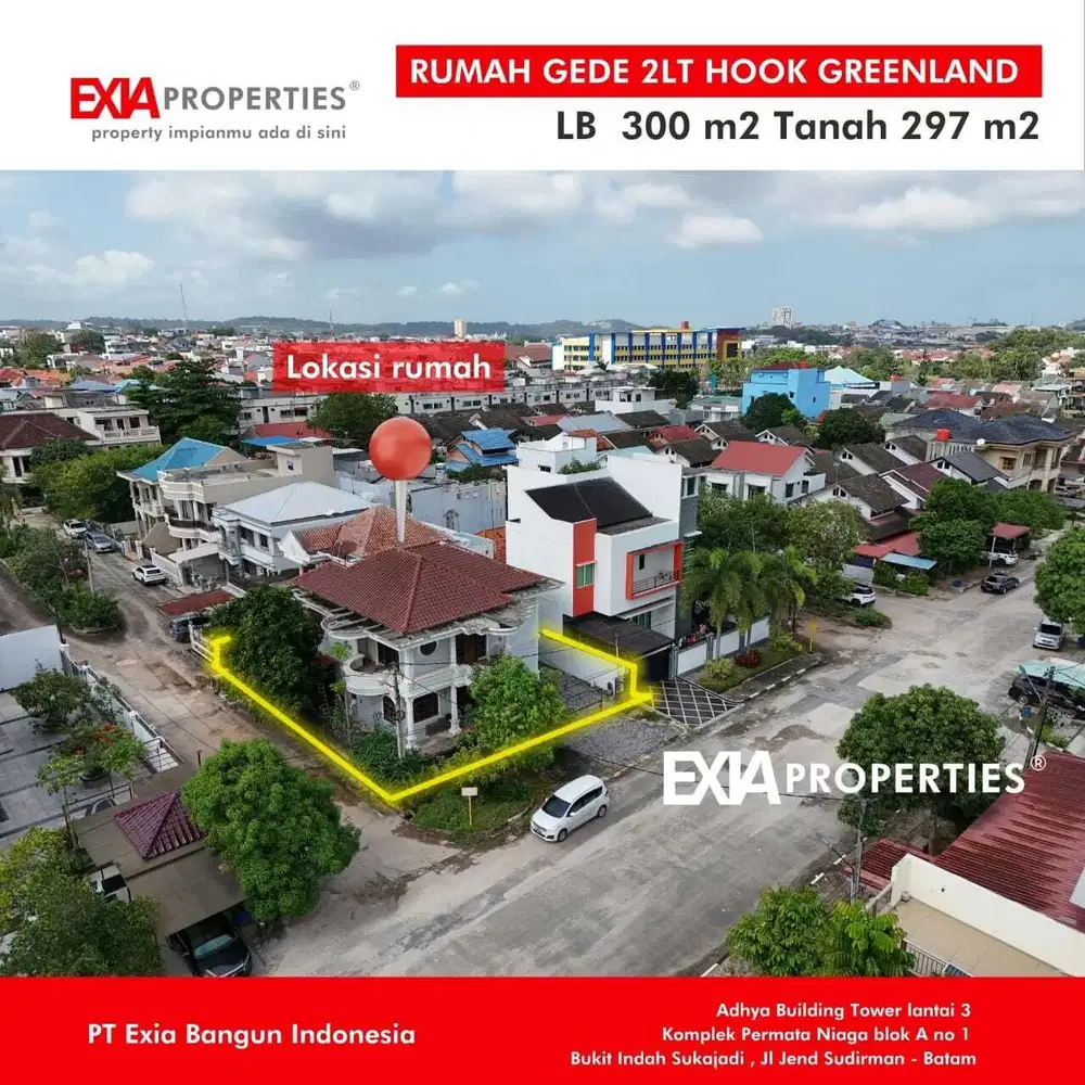 Dijual rumah lahan besar 297m2 lokasi Greenland Batam center
