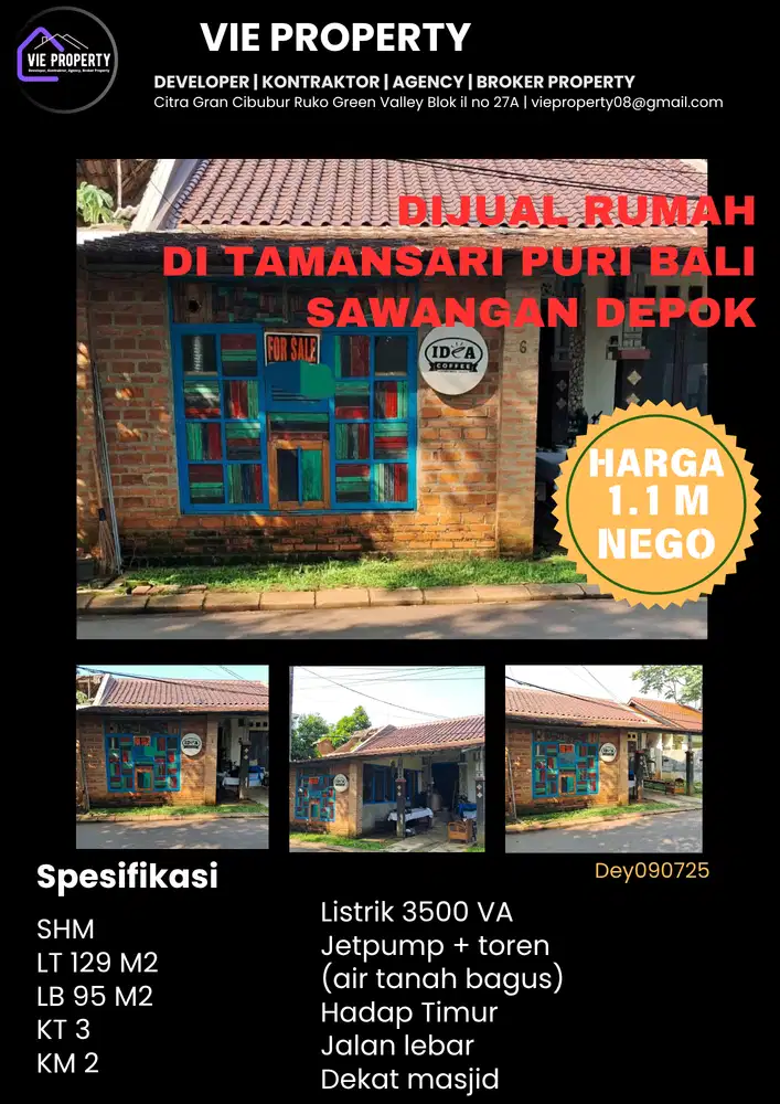 Dijual Rumah Asri di Tamansari Puri Bali Sawangan Depok