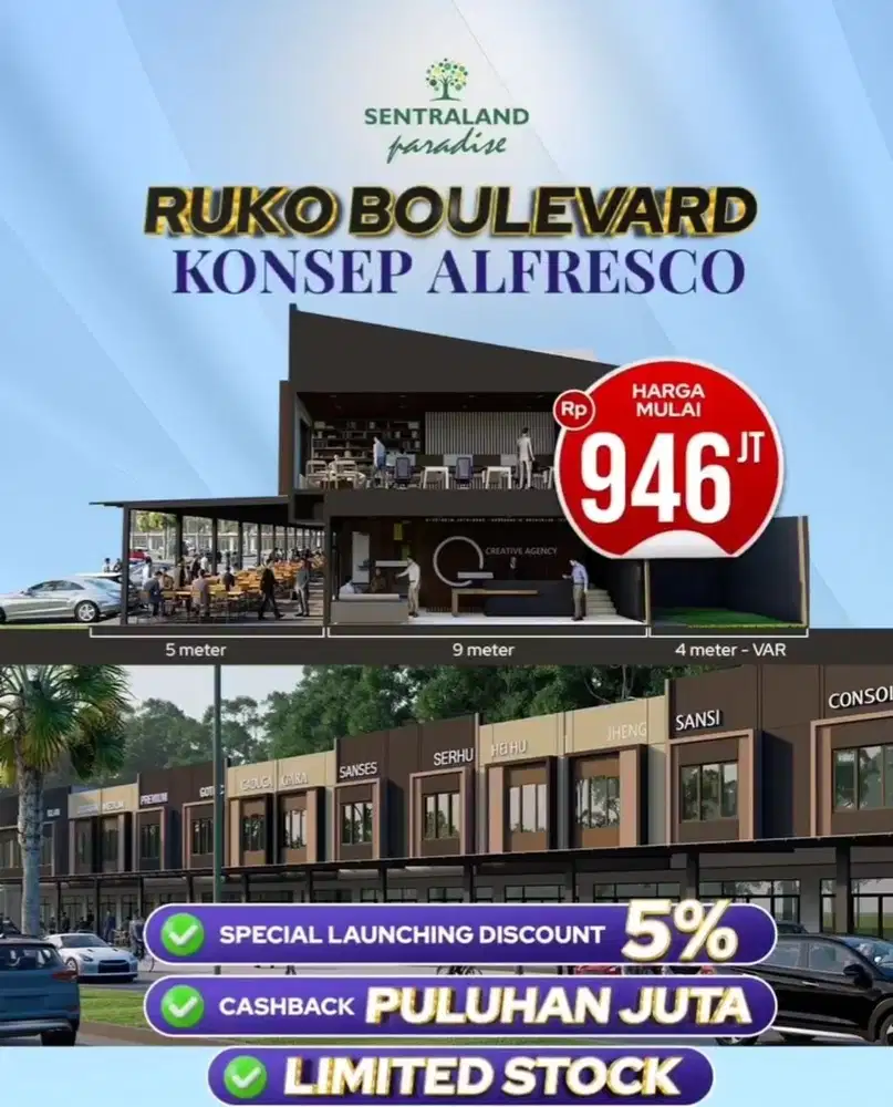 Ruko Siap Usaha Tanah Besar 85m² Sentraland Parung Panjang