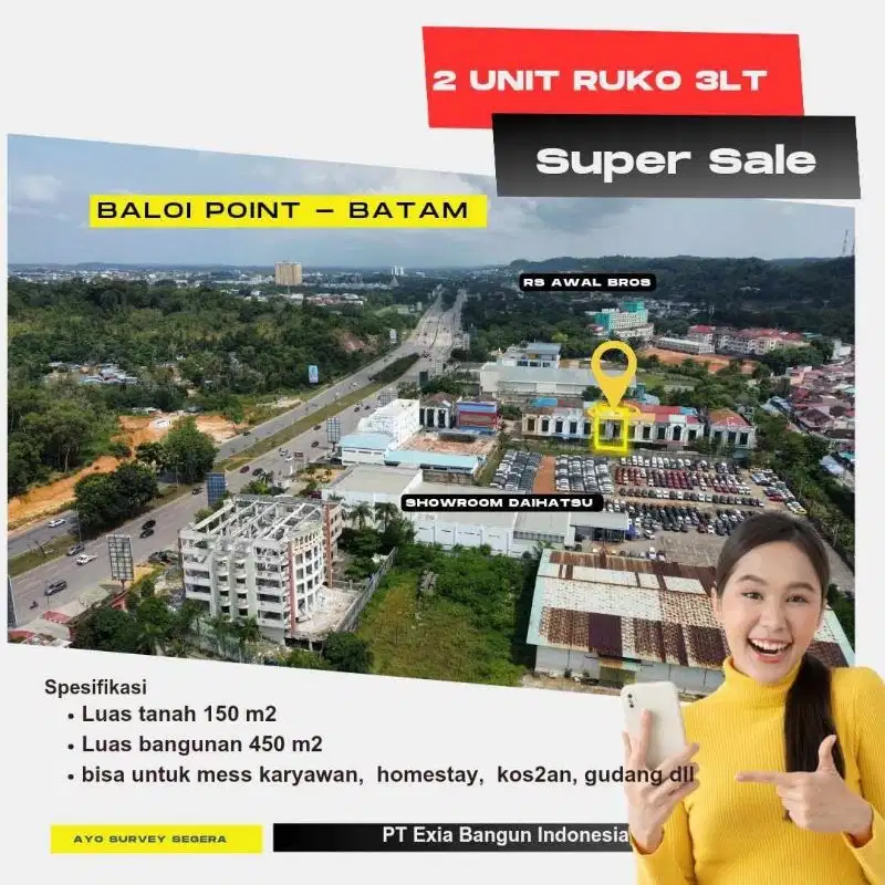 dIjual  murah 2 unit  ruko 2lt Baloi Point Batam center