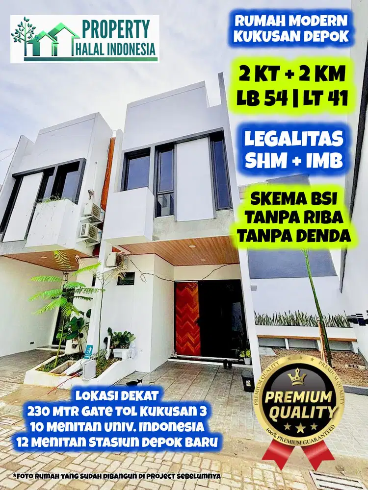 Jual Rumah Islami Kukusan Depok Dekat Gate Tol Kukusan 3 KPR BSI DP 0%