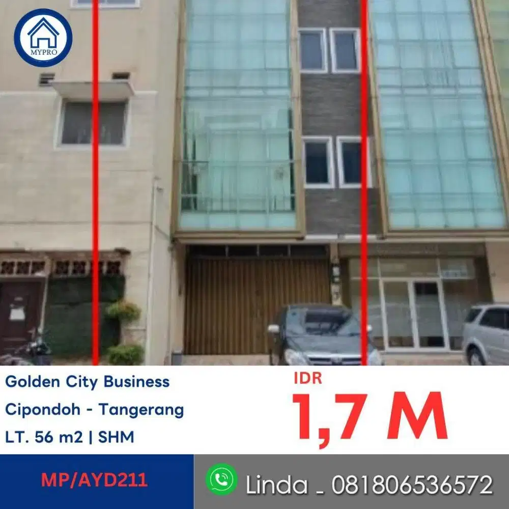 JUAL VIA AYDA BANK RUKO GOLDEN CITY BUSINESS PARK CIPONDOH TANGERANG