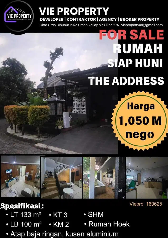 Rumah siap huni di The Address Cibubur
