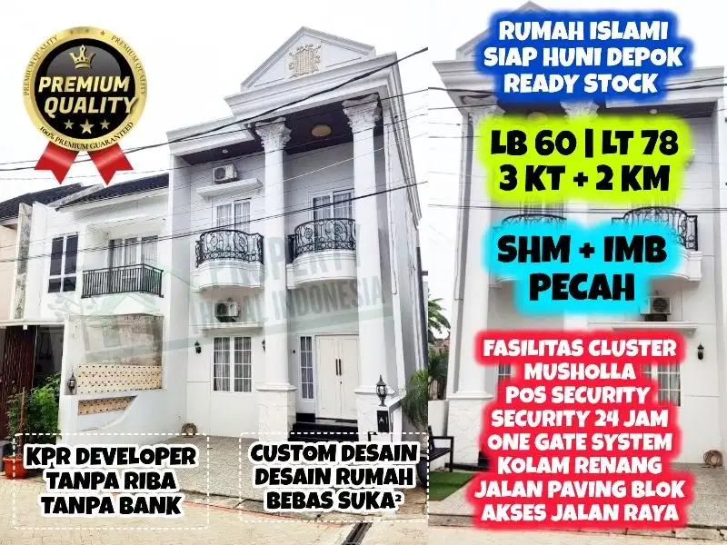 Jual Rumah Modern Siap Huni KPR Developer Tanpa Riba SHM IMB Pecah