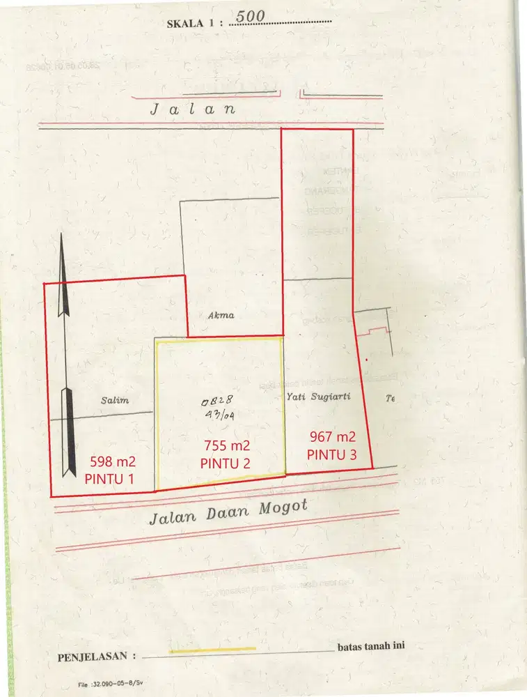 jual tanah shm 2000m2 untuk industri di daan mogot raya