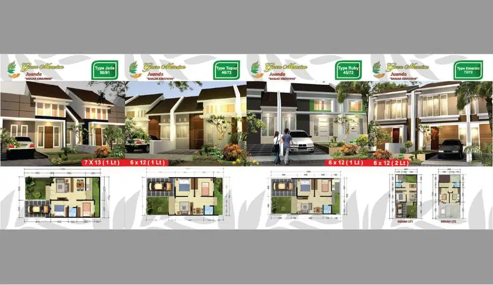 Dijual Rumah Baru di Blok Emerald Green Mansion,Banjar Kemuning,Juanda