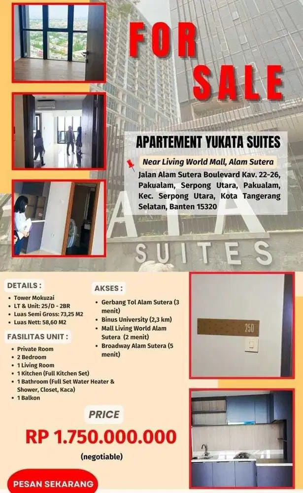 Dijual apartemen lokasi strategis best view