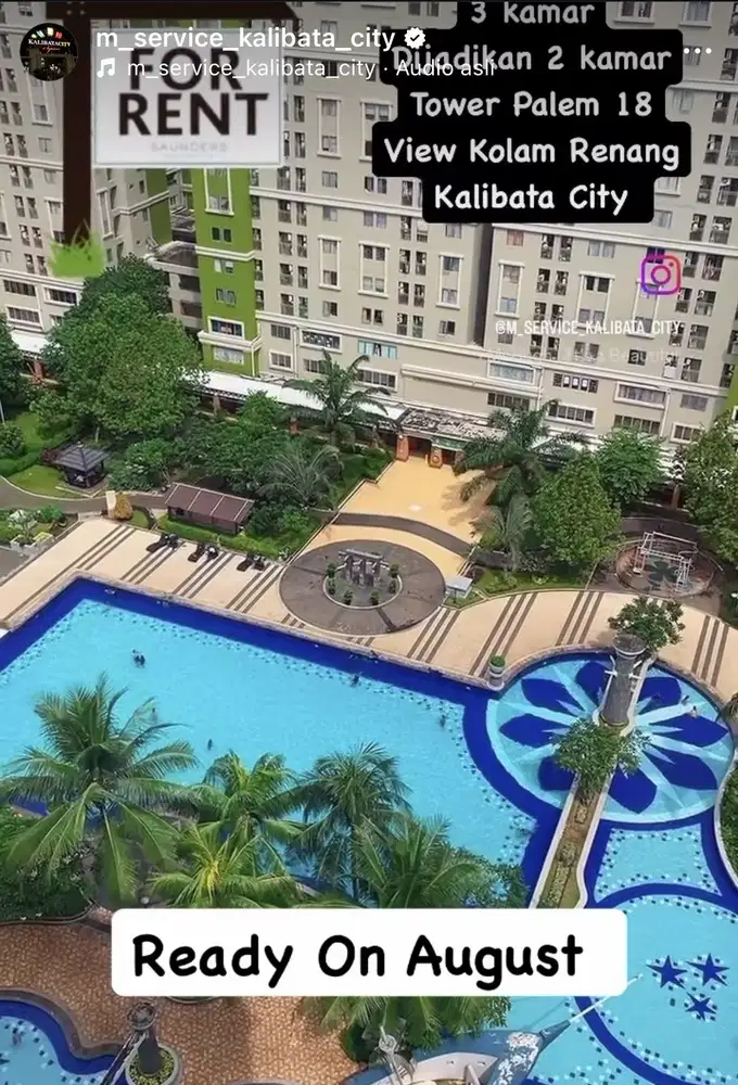 sewa bayar 1 tahun 3 kamar  apart green palace kalibata city