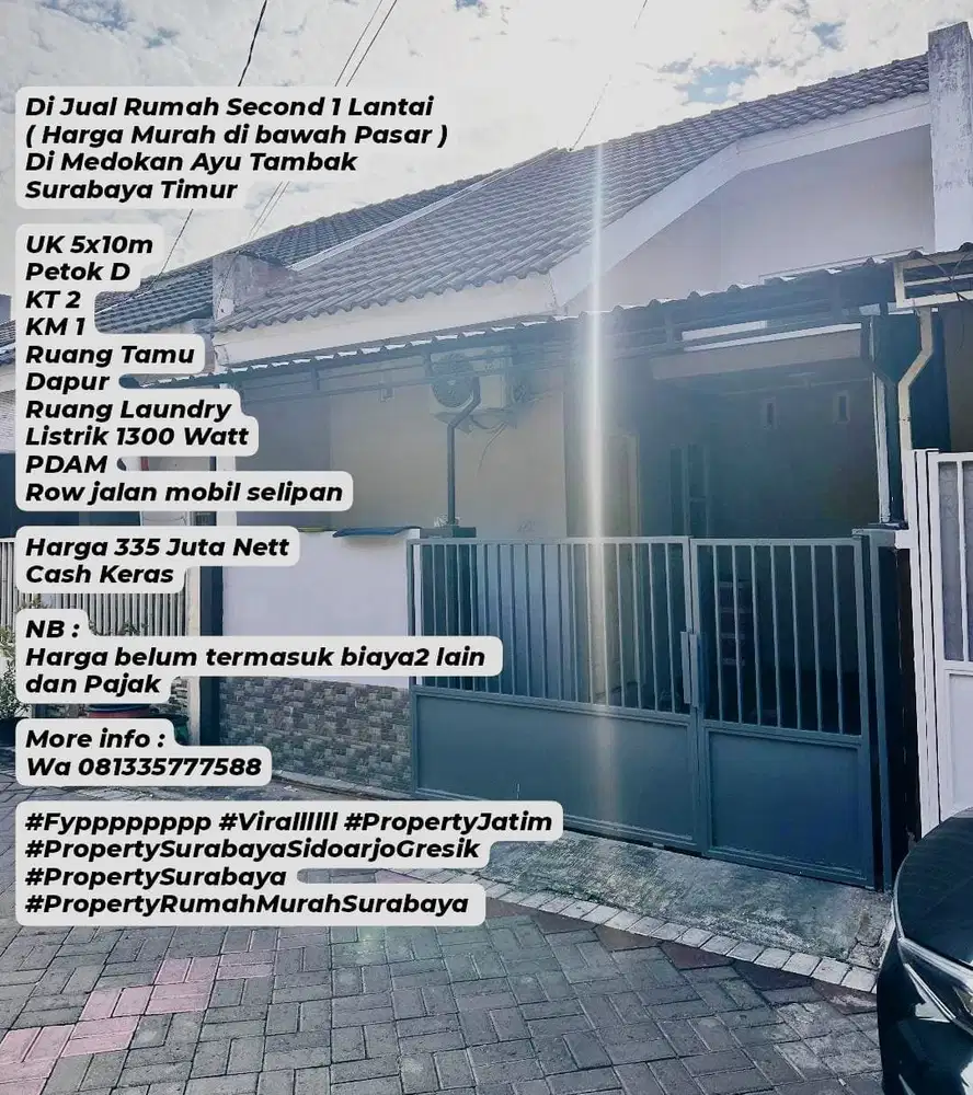 DI Jual Rumah 1 Lantai 335 Juta Termurah di Surabaya Timur
