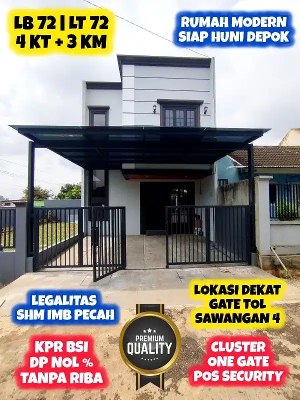 Jual Rumah Modern Baru Siap Huni KPR BSI DP Nol Persen SHM IMB Pecah