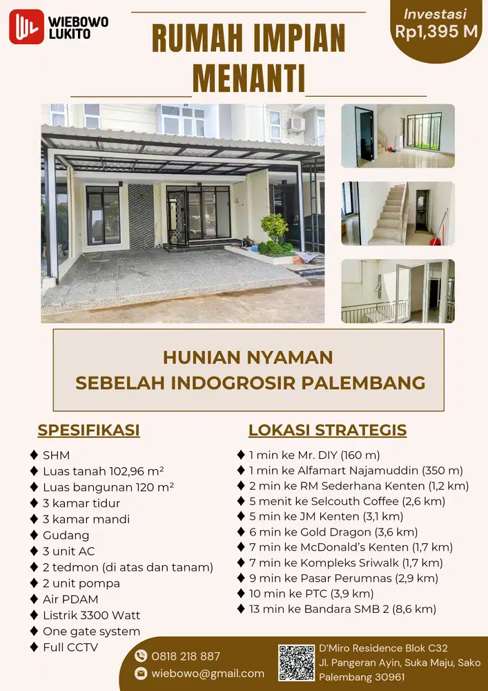 Rumah Dekat Indogrosir Palembang