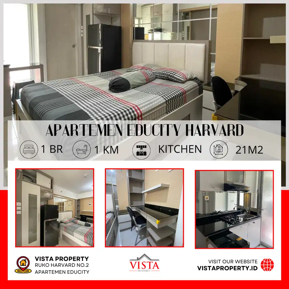 Sewa Apartemen Educity Type Studio Tower Harvard - Vista Property