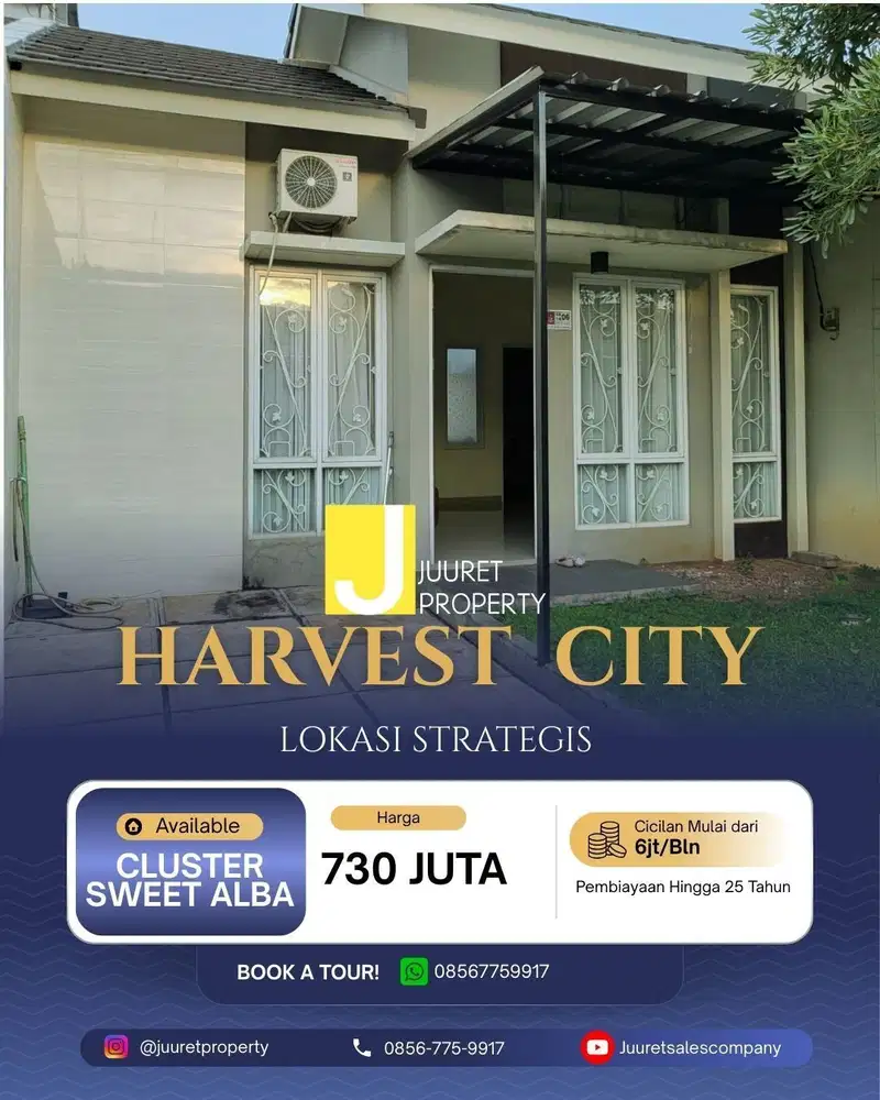 Dijual Rumah Harvest City Cluster Sweet Alba Luas Tanah 105m2