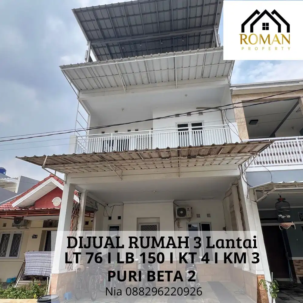 rumah cantik siap huni 3 lantai