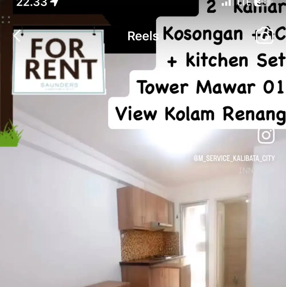 bayar Tahunan 2 kamar Kosongan Kitchen set AC Green Palace Kalcit