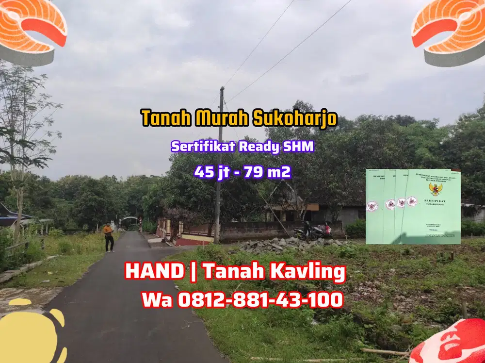 TANAH MURAH SERTIFIKAT READY SHM DI BENDOSARI SUKOHARJO DEKAT JLT