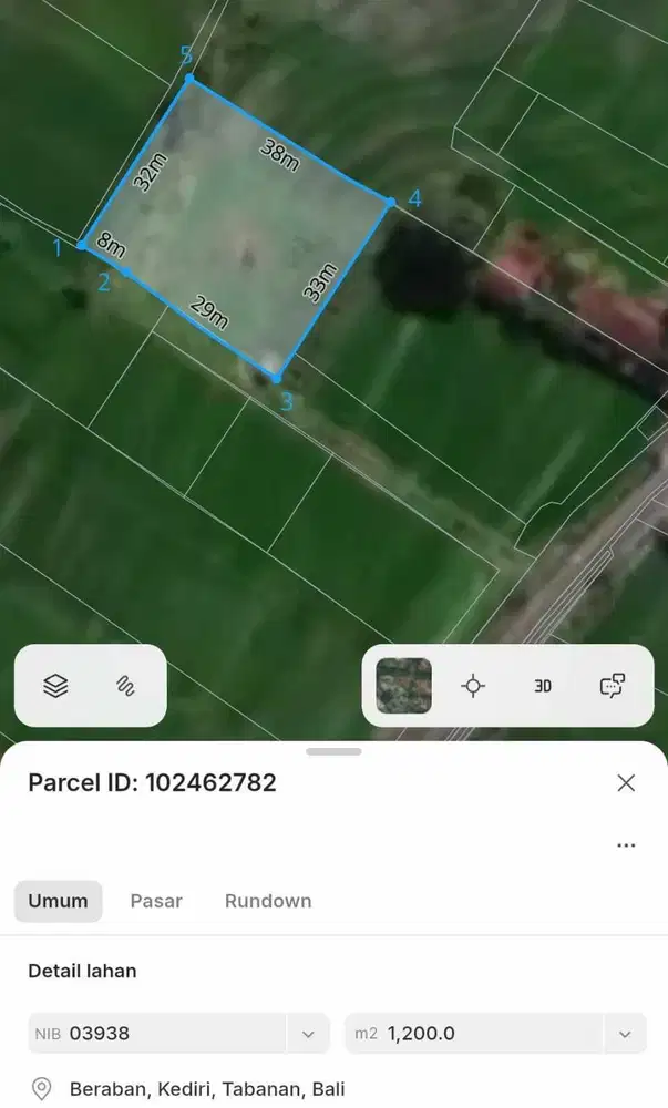 Tanah Villa View Sawah Dekat Luna Beach Club & Pantai Nyanyi