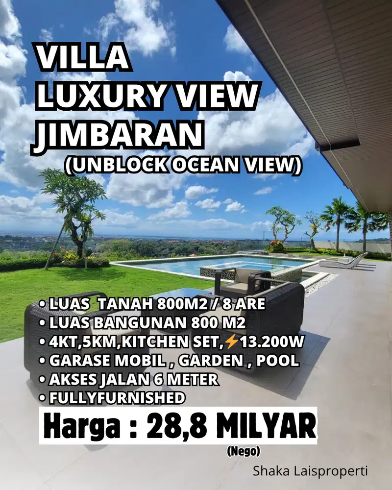 Luxury Villa Unblock Ocean View Jimbaran Bali