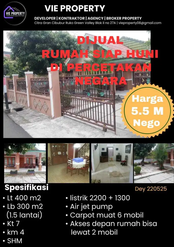 Rumah siap huni di Percetakan Negara