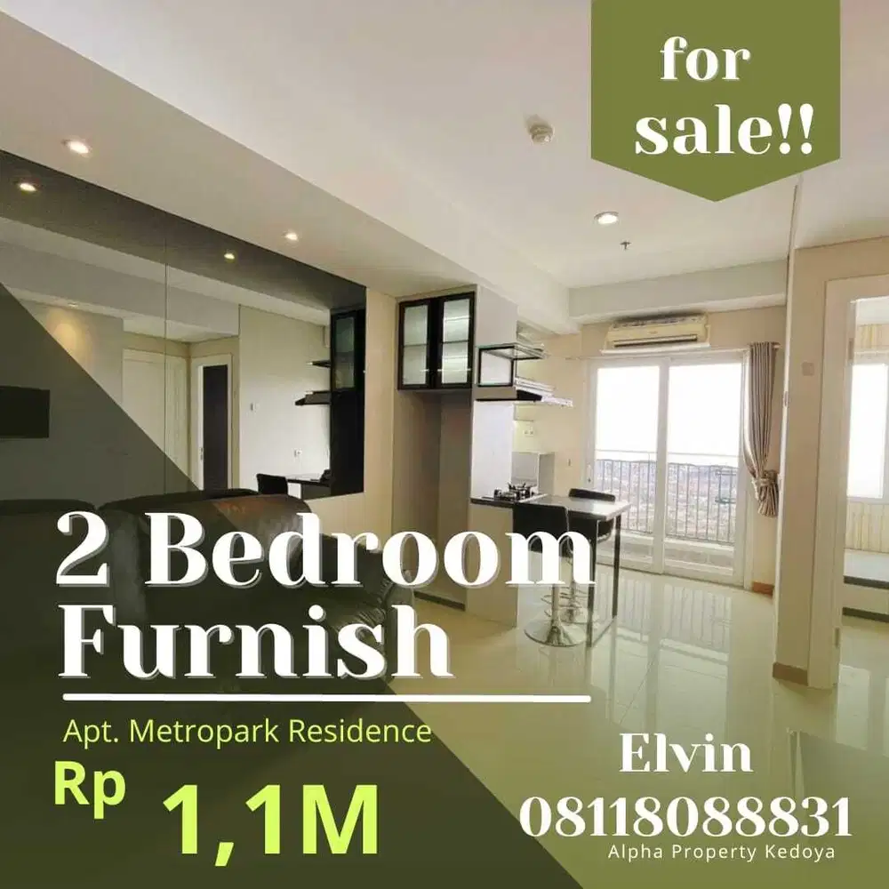 Apartemen Metropark Residence 2 Kamar Furnish, Kedoya-Jakarta Barat