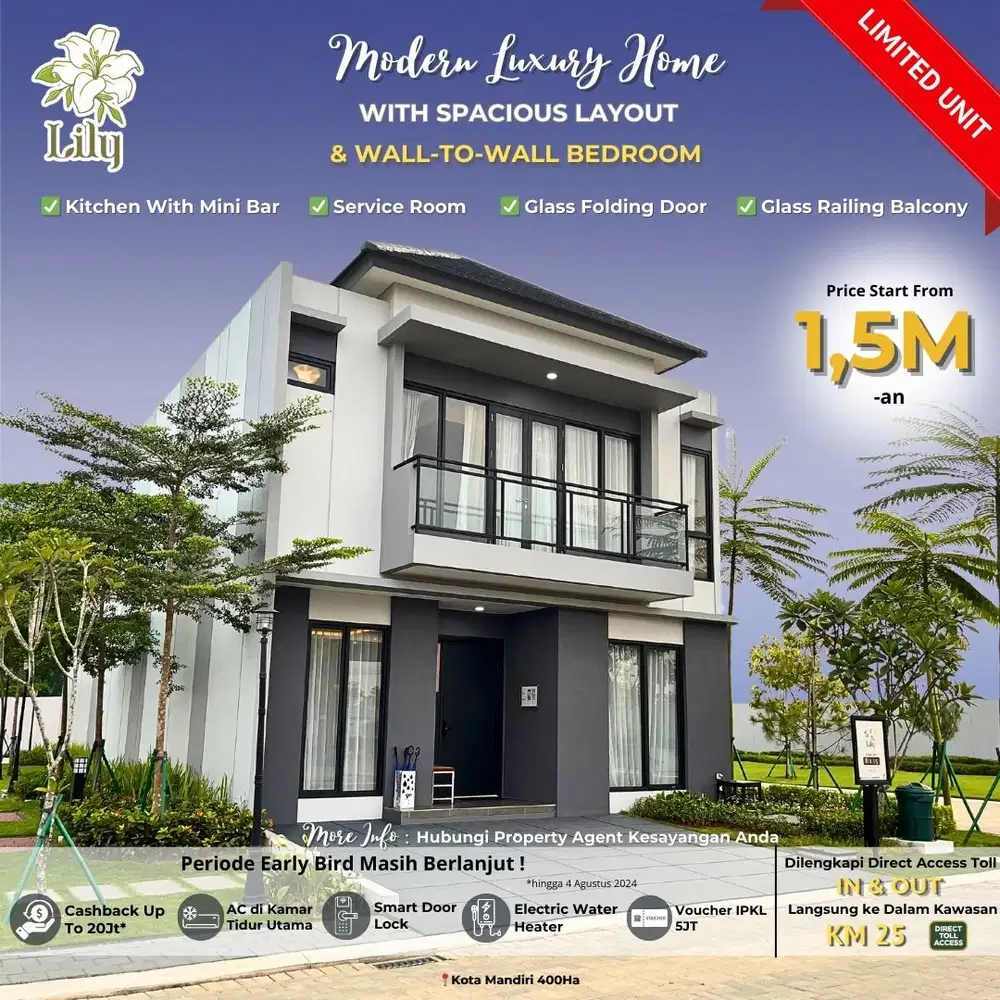 rumah di cluster LILY paramount petals type 6x13