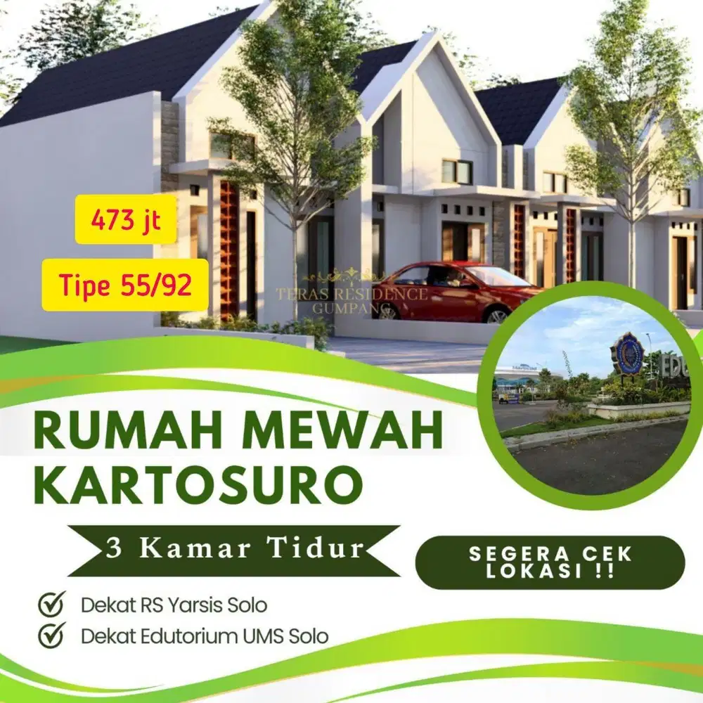 JUAL RUMAH ELIT DI KARTASURA DEKAT KAMPUS UMS S DEKAT KOTA SOLO