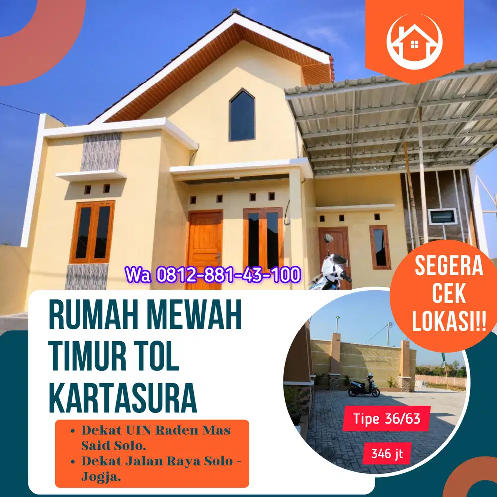 RUMAH MEWAH CLUSTER TIMUR EXIT TOL KARTASURA MEPET KOTA SURAKARTA