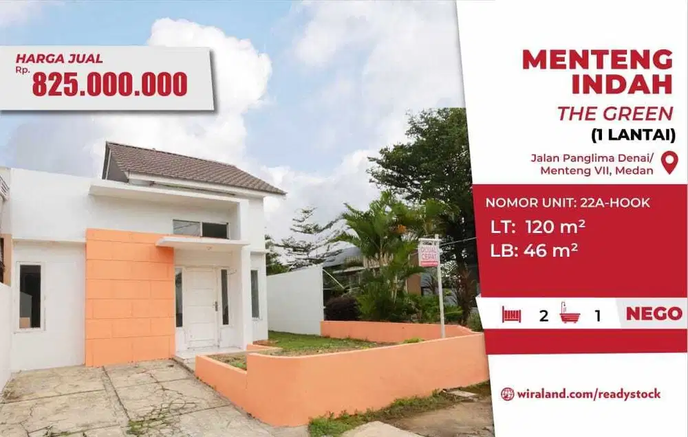 Dijual Rumah Posisi Hook di Komplek The Green Menteng Indah Medan