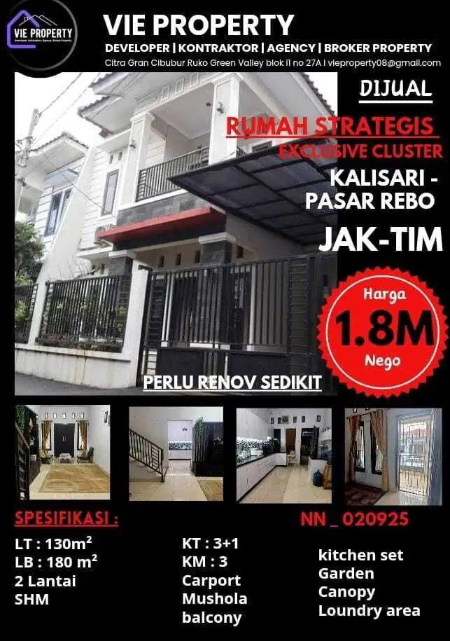 Dijual Rumah Strategis Eksklusif Cluster
