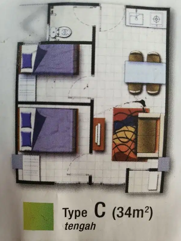 disewakan 2 bedroom apartemen menara latumenten grogol jakarta barat