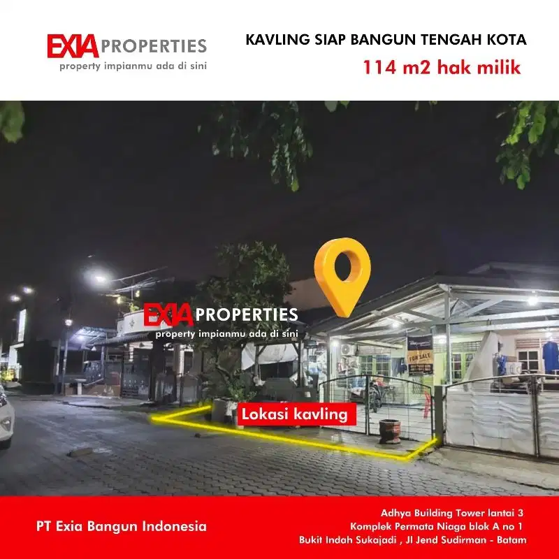 dijual  Kavling 114m2 lokasi strategis Marina Park  Nagoya Batam, nego sampai jadi.