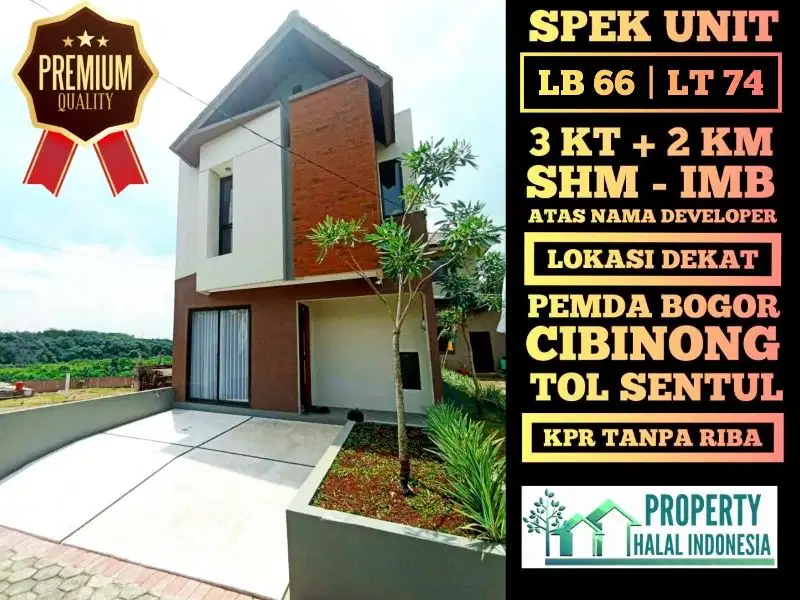 Jual Rumah Modern Siap Huni LT.74 m2 Sukahati Dkt Pemda Bogor Cibinong