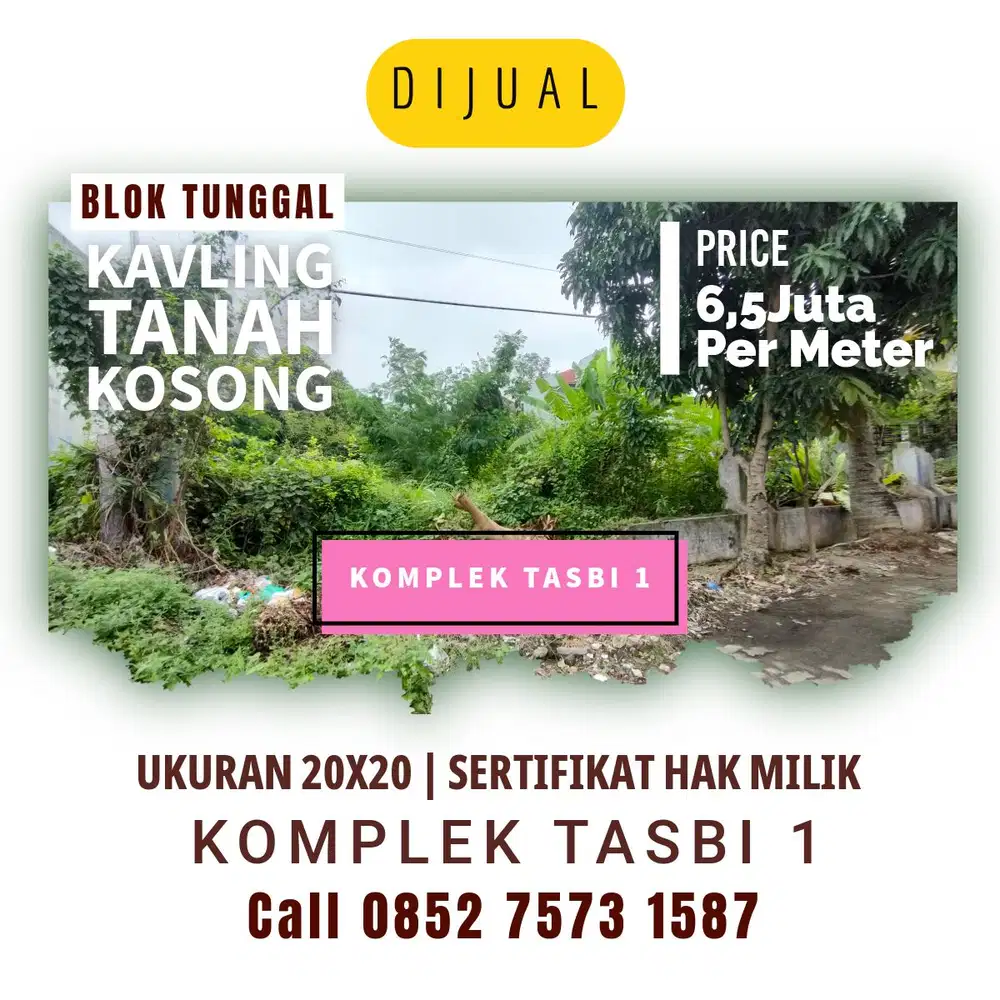 Kavling siap bangun blok depan komplek Tasbi 1